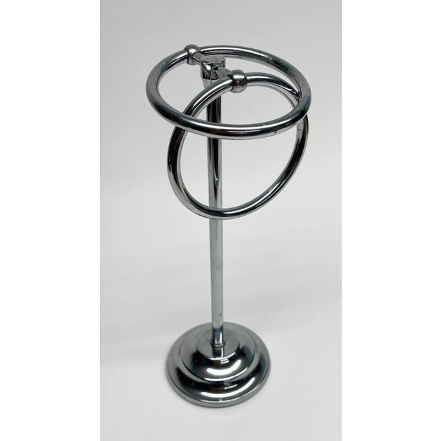 Metal Vintage Silvertone Stainless Double Loop Towel Ring For Sale - Image 7 of 8