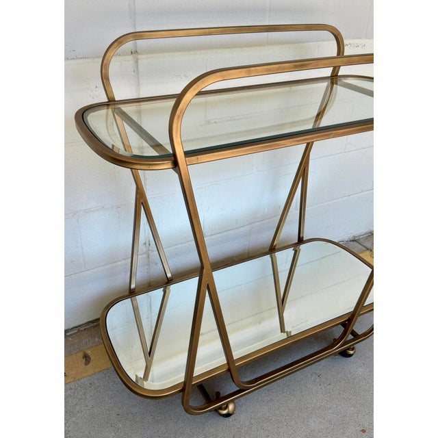 Modern Swain Co. Modern Antique Brass Bar Cart For Sale - Image 3 of 4
