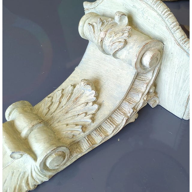 Boho Chic Large Wall Shelf Bracket Tuscan/Roman Detail For Sale - Image 3 of 5