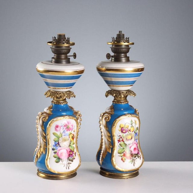 Painted Ceramic and Bronze Table Lamps, Set of 2 For Sale - Image 9 of 10