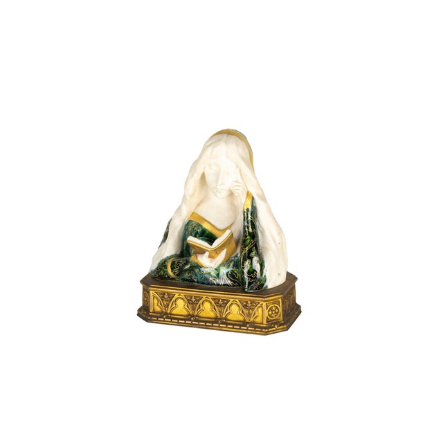 Art Nouveau Faience Woman Bust by Leon Noel Delagrange, 1889 For Sale - Image 11 of 18