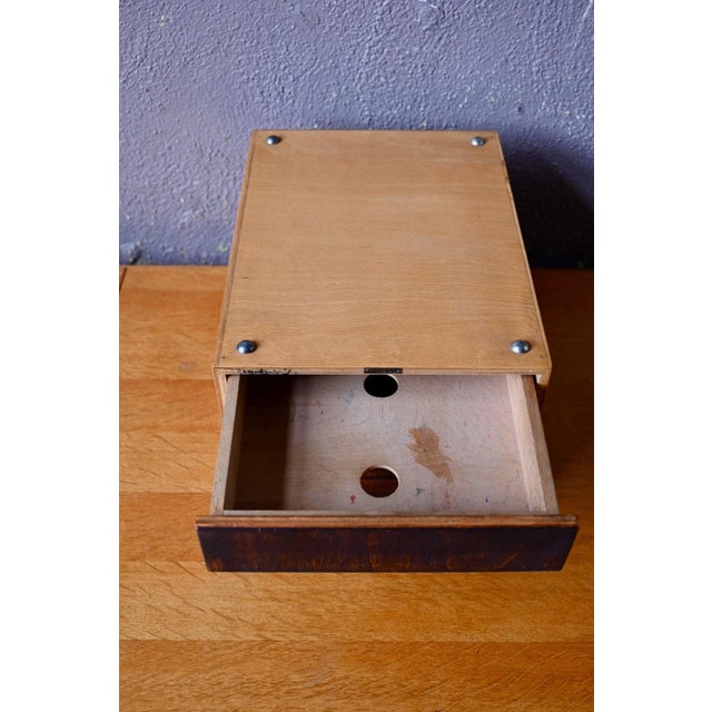 Vintage Industrial Hagewe Two-Tone Wood Drawer Unit, 1950s For Sale - Image 4 of 6