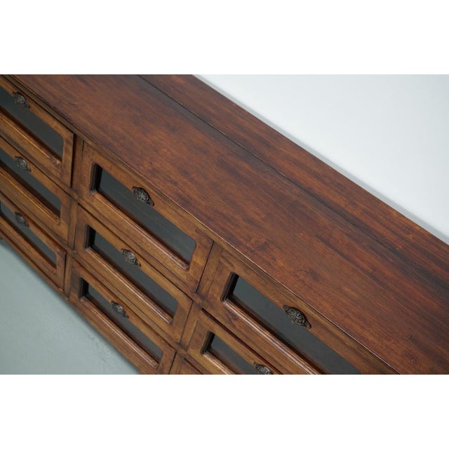 Vintage Dutch Teak Haberdashery Shop Cabinet / Vitrine For Sale - Image 10 of 14