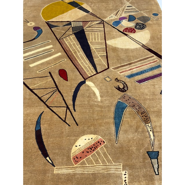 French Mid 20th Century Artistic Wool Rug Design After Kandinsky 6’7" X 9’11" For Sale - Image 9 of 11