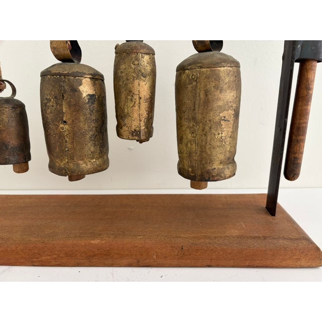 Vintage Cast Brass Bells – Rustic Hanging Bell Set For Sale In Orlando - Image 6 of 13