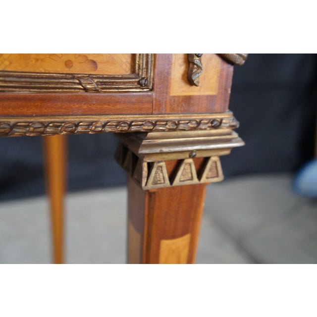 Antique French Louis XVI Kingwood Marquetry Leather Top Bureau Plat Writing Desk For Sale - Image 11 of 17