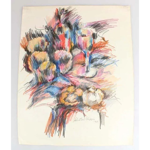 Abstract Abstract Expressionist Still Life Drawing on Paper by Salvatore Grippi, 1960s For Sale - Image 3 of 4