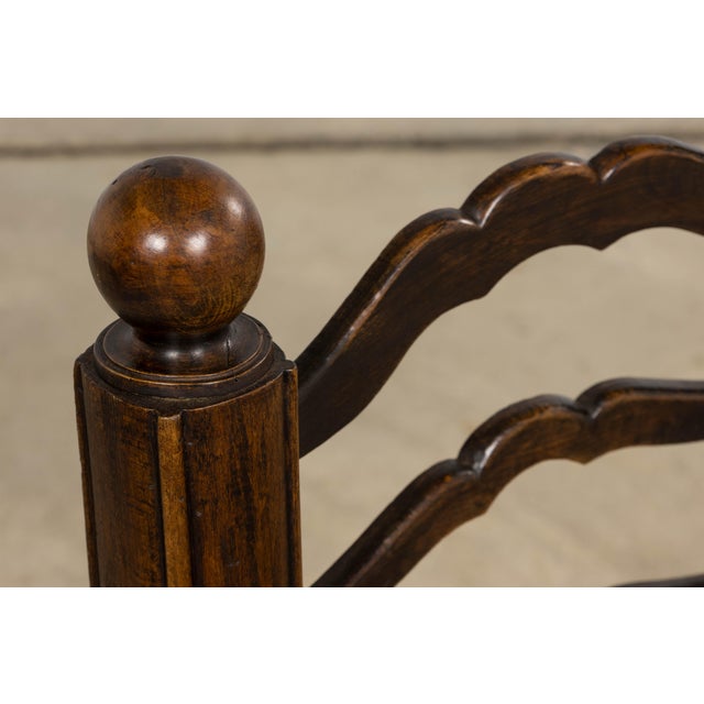 Brown Antique French Provincial Oak Ladder Back Dining Chairs - Set of 4 For Sale - Image 8 of 18