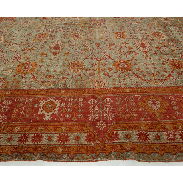 Handmade Antique Decorative Turkish Oushak Rug For Sale - Image 4 of 8