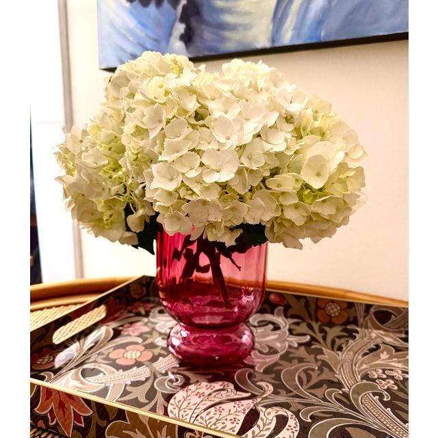 Glass Vintage Pilgrim Cranberry Glass Vase For Sale - Image 7 of 7