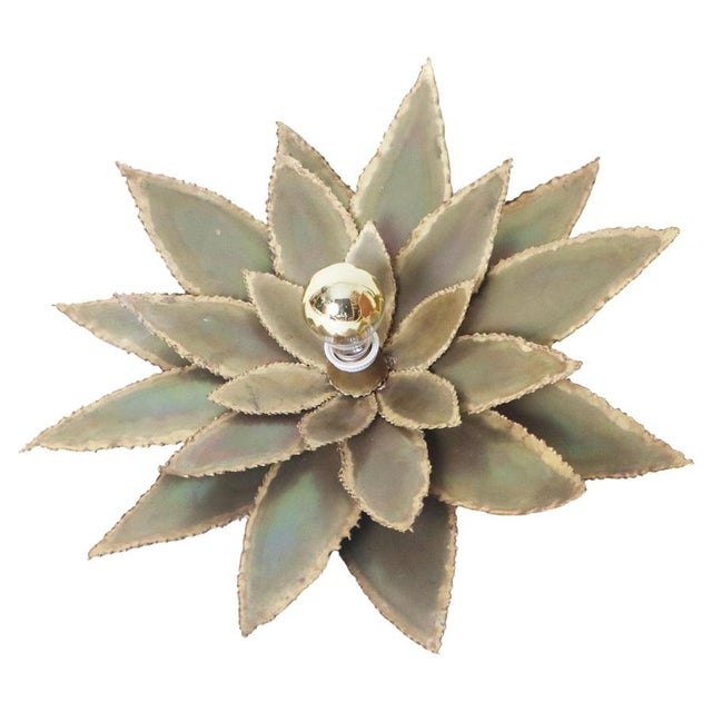 Vintage Floral Brass Wall Sconce by Maison Jansen, 1960s For Sale - Image 15 of 15