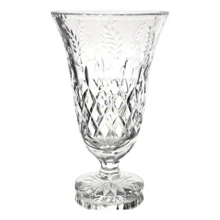 Royal Gallery Footed Crystal Vase Hand-Cut 24% Lead Crystal Macy’s Vintage Floral For Sale