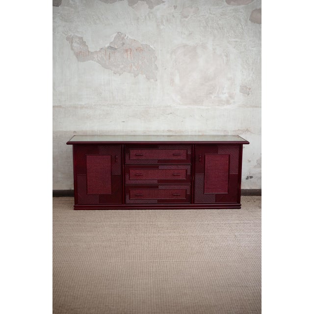 Wood Lacquered Bamboo Sideboard, 1980s For Sale - Image 7 of 7