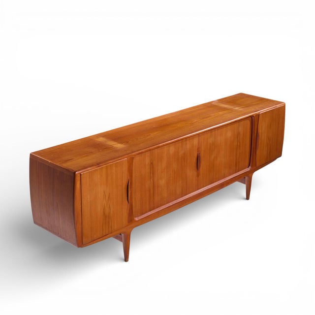 Johannes Andersen for Uldum Mid Century Danish Teak Tambour Door Credenza With Hutch For Sale - Image 11 of 12