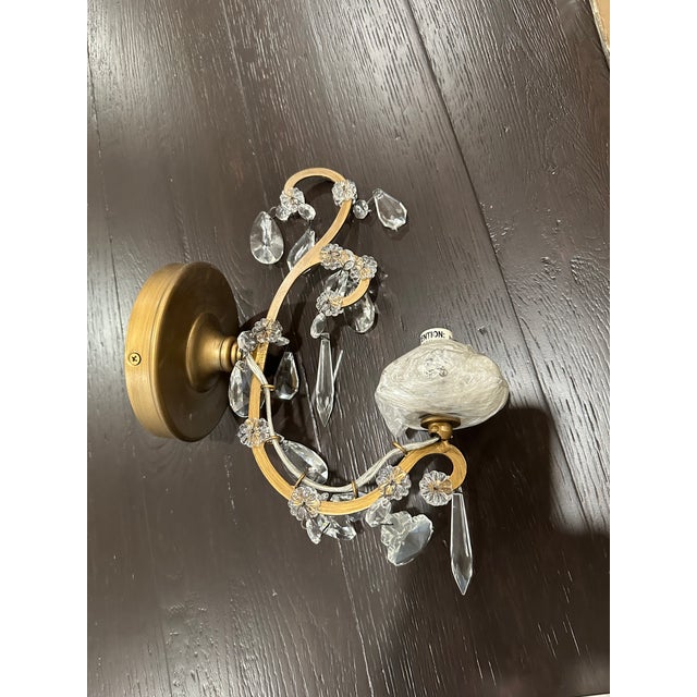 Restoration Hardware Pair of Rh Baby & Child Manor Court Crystal Wall Sconces For Sale - Image 4 of 7