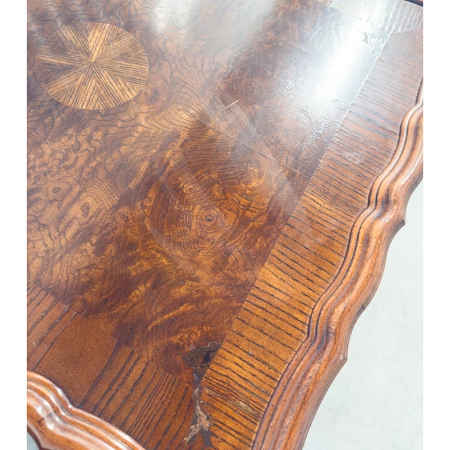Mid 20th Century Neoclassical French Provincial Burlwood Walnut Scalloped End Tables - A Pair For Sale - Image 12 of 12