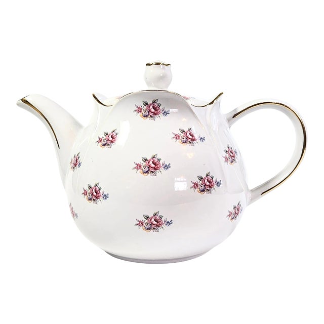 English Chintz Rose Teapot For Sale