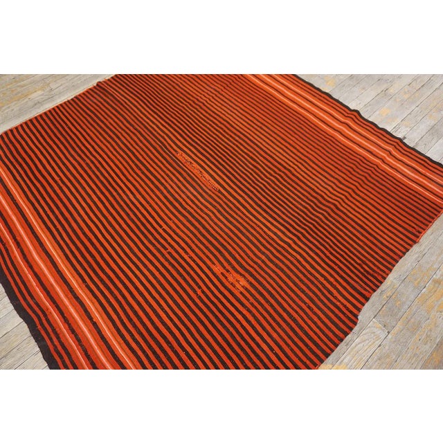 Early 20th Century Andean Poncho, Size: 5'x 5' 2" Red Antique Navajo - Rio Grande Belgium Square Flat Weave Rug, Circa...