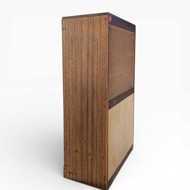 Japanese Antique Refinished Cabinet With Figured Wood Panels and Fabric Inserts For Sale - Image 4 of 17