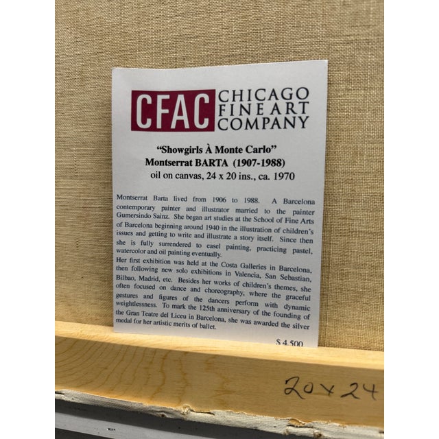 Wood "Follies Monte Carlo" by Montserrat Barta C. 1965, Mid-Century Modern Oil Painting on Canvas For Sale - Image 7 of 8