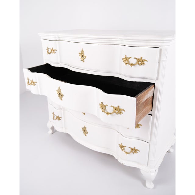 Antique Baroque White Chest of Drawers with Brass Handles, 1760s For Sale - Image 12 of 16