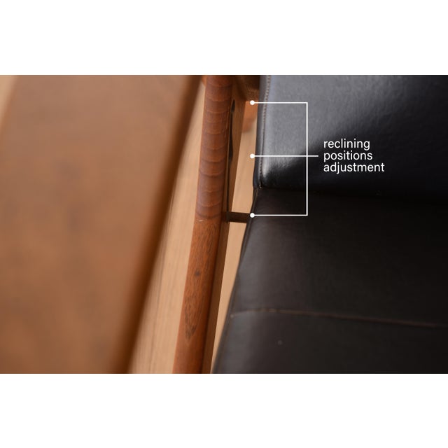 MCM Danish Modern Teak & Black Vinyl Reclining Lounge Chair For Sale - Image 18 of 18
