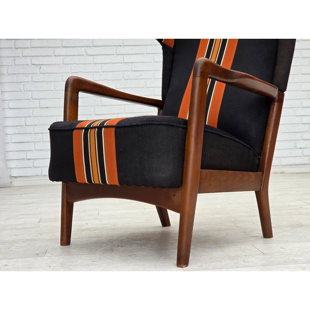 Danish Highback Armchair in Wool and Beech by Fritz Hansen, 1960s For Sale - Image 18 of 18