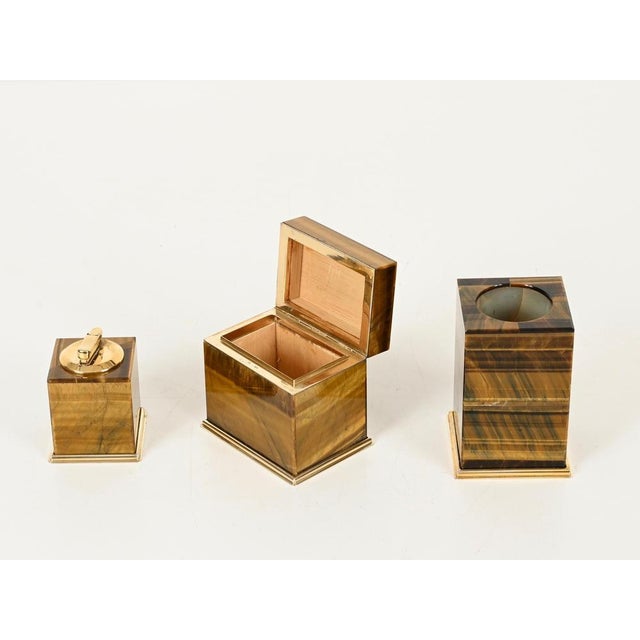 Tiger's Eye and Gilt 800 Silver Box from Gioielleria Mazzetti Milano, Italy, 1950s For Sale - Image 10 of 15