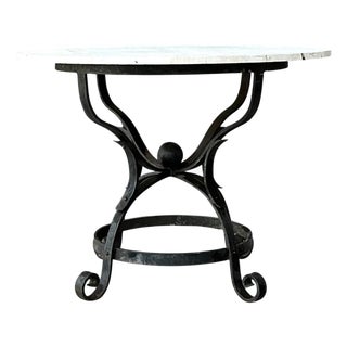 Vintage Wrought Iron Dining Table With Stone Top For Sale