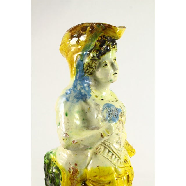 Early 18th C. Majolica Glazed Redware Terracotta Pastoral Figure Peasant Girl 13" For Sale - Image 9 of 16