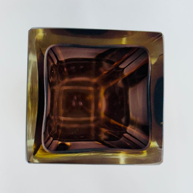 Vintage Murano Glass Vase Vintage Mid-Century Modern Sommerso Glass Square Vase For Sale - Image 11 of 17