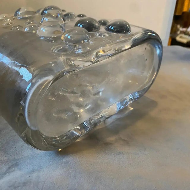 1970s Space Age Transparent Glass Italian Oval Bubble Vase For Sale - Image 10 of 12