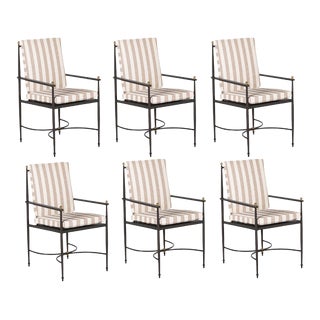 Summer Classics Roma Dining Chairs in Taupe Stripe - Set of 6 For Sale