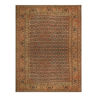 Beautiful Large Antique Persian Khorassan Moud Rug With Floral Background on Navy Color For Sale