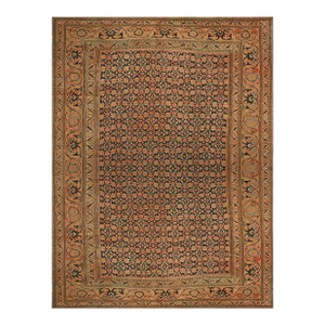 Beautiful Large Antique Persian Khorassan Moud Rug With Floral Background on Navy Color