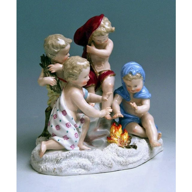 Rococo Model 2495 Cherubs Figurines by Johan J. Kaouller for Meissen For Sale - Image 3 of 9