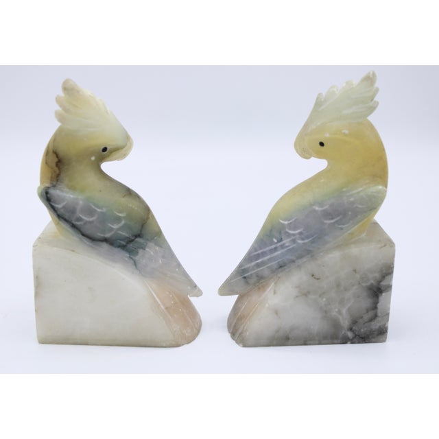 Vintage Italian White Alabaster Cockatoo Bookends Chairish