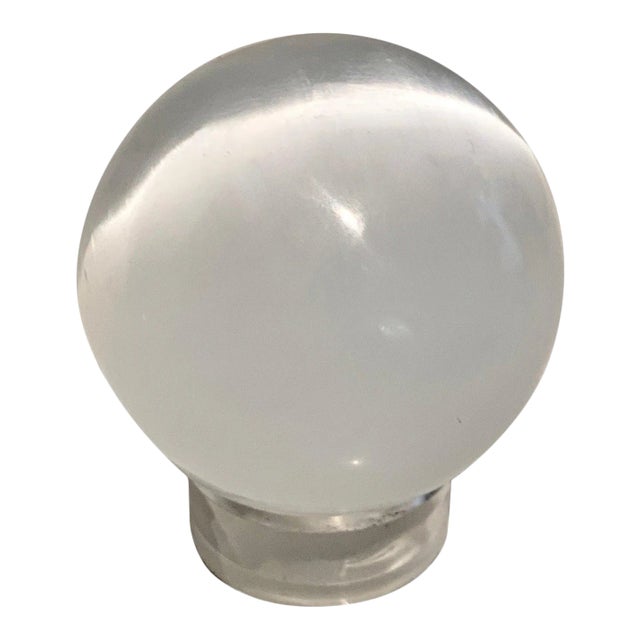 Mounted Iridescent Opaline Sphere Paper Weight For Sale