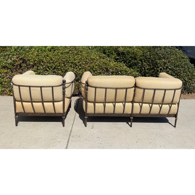 Michael Taylor Vintage Michael Taylor Montecito Style Lounge Chair & Loveseat Set For Sale - Image 4 of 18