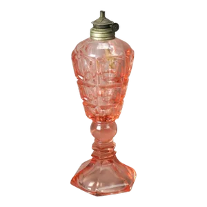 Antique Pink Coinspot Pressed Glass Oil Lamp Circa 1840