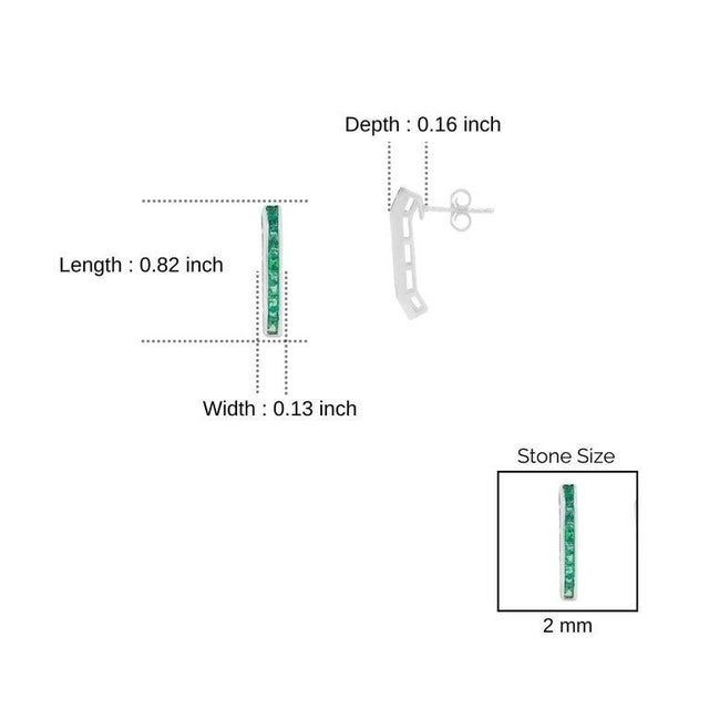 Natural Emerald Column Earrings in Sterling Silver for Her, A Pair For Sale - Image 9 of 11