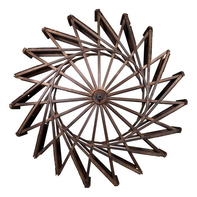 Large Japanese Wooden Suisha Water Wheel Wall Decor, 1900s For Sale