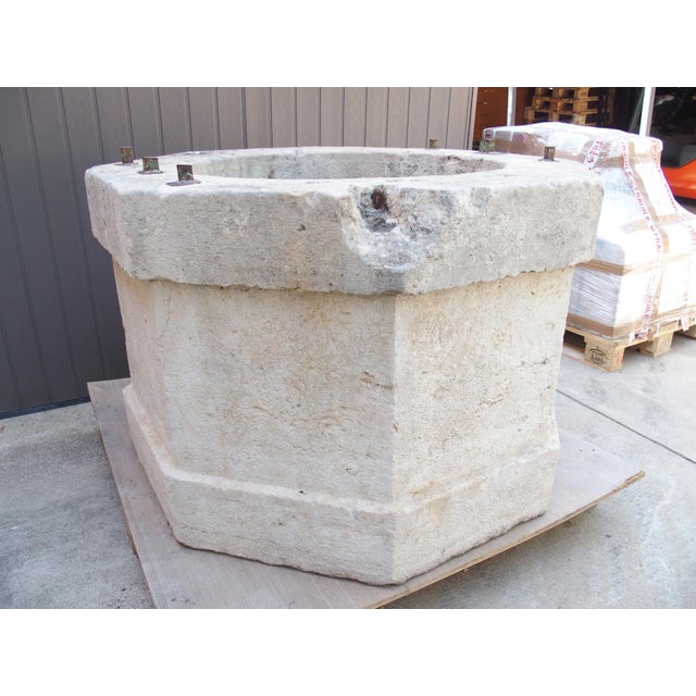 Large 19th Century French Burgundy Limestone Well Head Finished “A La Boucharde” For Sale - Image 12 of 17