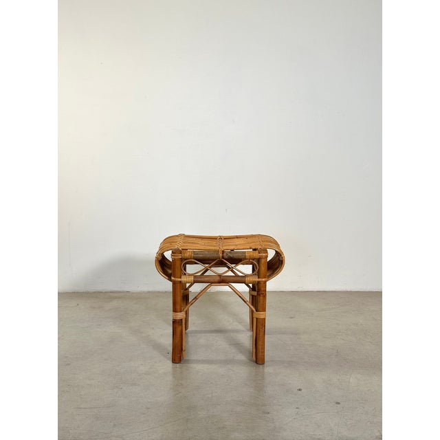 Tan Vintage Bamboo and Rattan Stools, 1970s, Set of 2 For Sale - Image 8 of 17