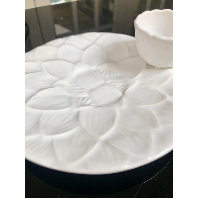 White Ironstone Artichoke Serving Plate W/Attached Sauce Cup For Sale In Dallas - Image 6 of 11