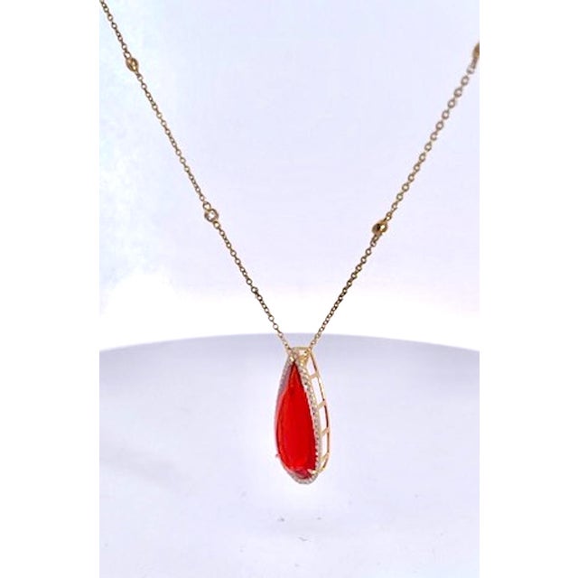 2000 - 2009 Fire Opal With Diamond Surround 18k For Sale - Image 5 of 11