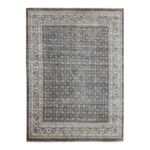 Keivan Woven Arts Fine Weave Khotan Design Large Rug in Gray 9'2 X 12' For Sale