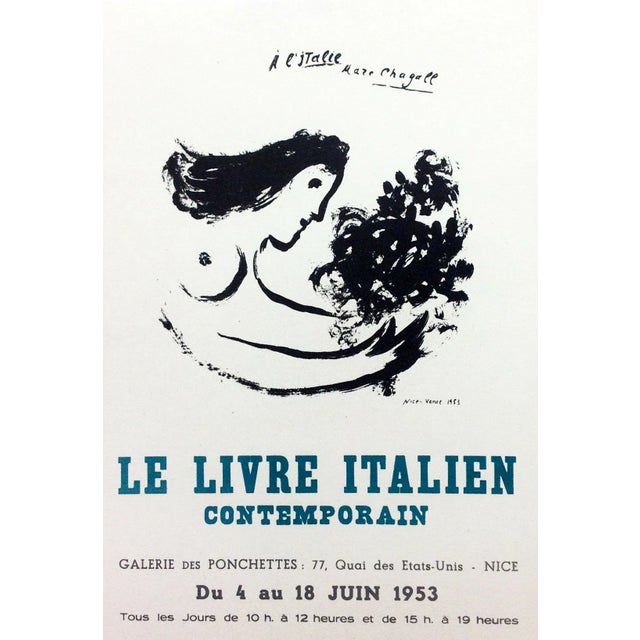 Artist: Marc Chagall Country: Russia Title: Le livre Italien contemporain Medium: Lithograph Size: 9.5 x12.5 inch Printed...