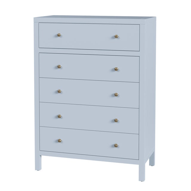 Blue Nora 36 in. W Rectangular Wood 5 Drawer Tall Dresser, Light Blue For Sale - Image 8 of 8