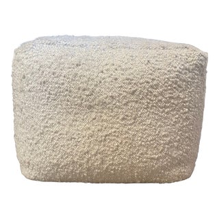 Ivory Boucle Ottoman Pouf For Sale